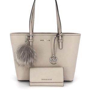 3PCS Michael Kors MD Carryall Tote Wallet Charms